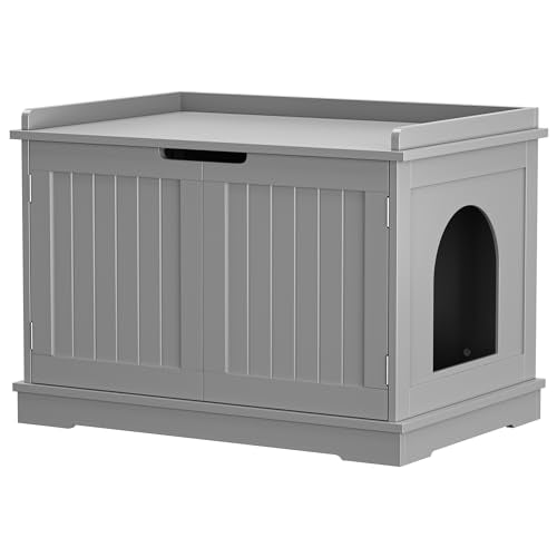 Cat Litter Box Enclosure Cabinet (Gray)