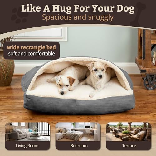 Rectangle Cozy Cave Dog Bed (Heather Gray / Large)