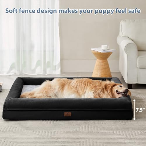 XXXL Big Large Orthopedic for Senior Dog Bed Comfy Sleeping (Black / XXX-L (53x43x7.5in))