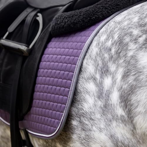Adepto Padded All Purpose Quilted Equestrian Saddle Pad for Horses with Two (Blackcurrant Purple / Horse)
