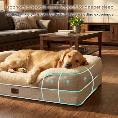 Orthopedic XXL Dog Bed for Large Dog (Beige / 52x41x8)