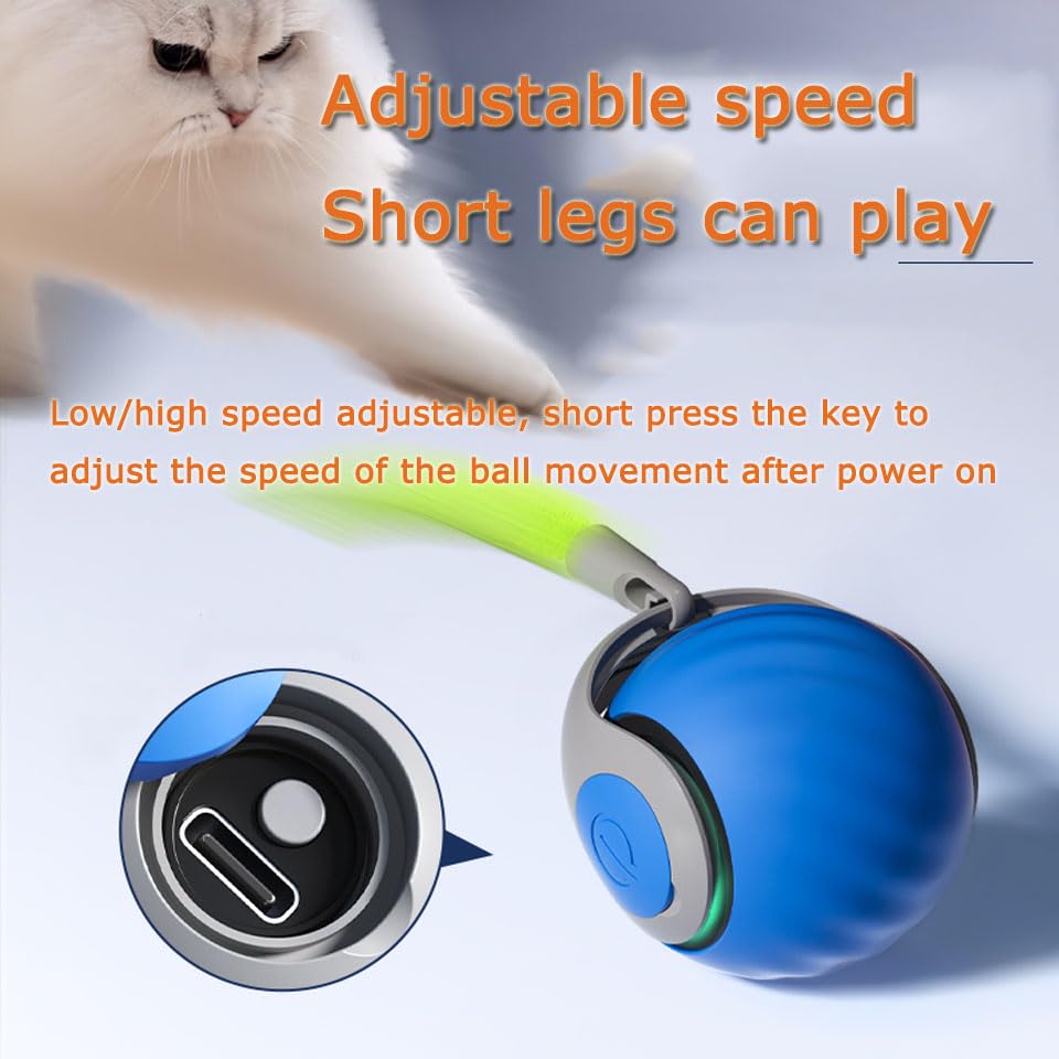 2Packs Speedy 2.0 Tail Cat Toys for Bored Indoor Adult Cats (Orange+Blue)