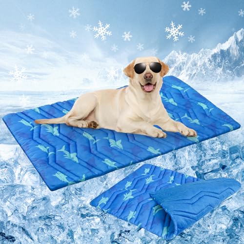 Cooling Mat for XLarge Dogs (Shark Blue / 59.0"L x 40.0"W x 1.0"Th(XL))