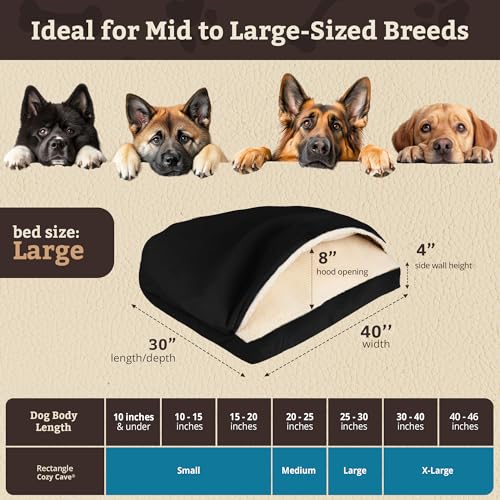 Rectangle Cozy Cave Dog Bed (Black / Large)