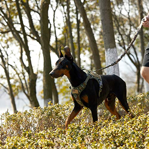 Tactical Dog Harness for Large Dogs No Pull (Forest Camo / L(Neck:19-25", Chest:21-35"))