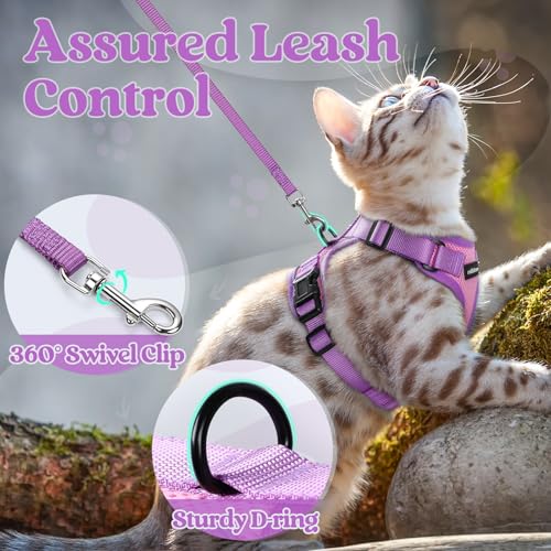 Cat Harness and Leash Set (Pink & Purple / M)