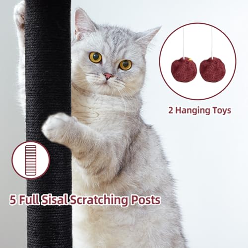 Cat Tree Tower Scratching Post for Indoor Large Adult Cats with Perch Bed (Black / 28 Inches)