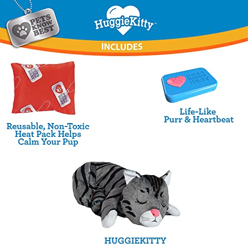 HuggieKitty Comfort Purring Companion with Heartbeat Sleep Aide for Cats & Kittens (Grey)