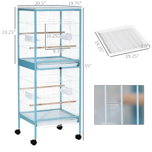 Large Bird Cage 1.7 ft. Width for Wingspan 55" (Light Blue)