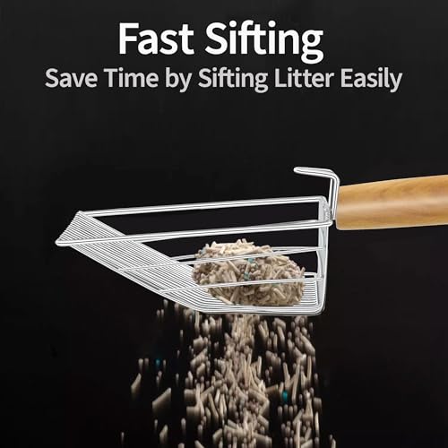 Fast Sifting Cat Litter Scoop with Holder Stand (0.3inch gap)