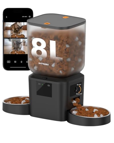 Automatic Cat Feeder for 2 Cats with 2K Cameras (Matte Black)
