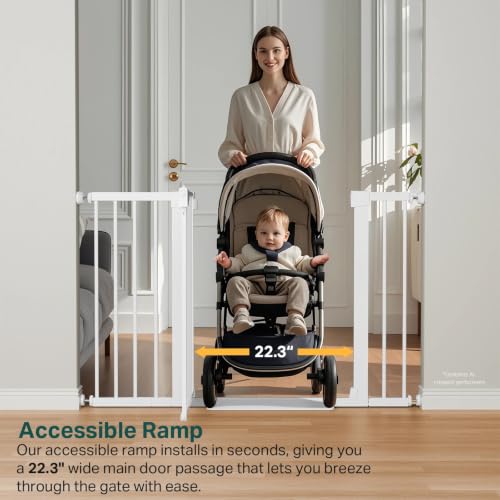 30 48 in Baby Gate for Stairs (White / 30-48"W x 30.5"H)