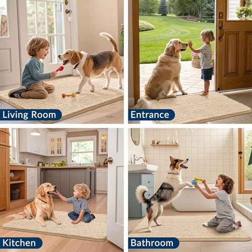 Dog Door Mat for Muddy Paws 36x24 (Beige / 36"X24")
