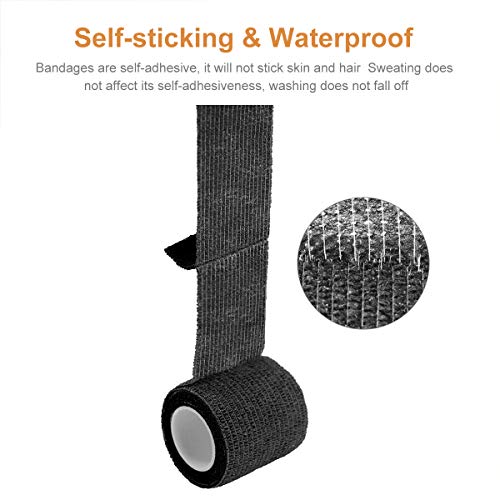 Vet Wrap Cohesive Bandages Bulk Self Adhesive Bandage Wrap Self Adherent Wrap Non (2 Inch Black)