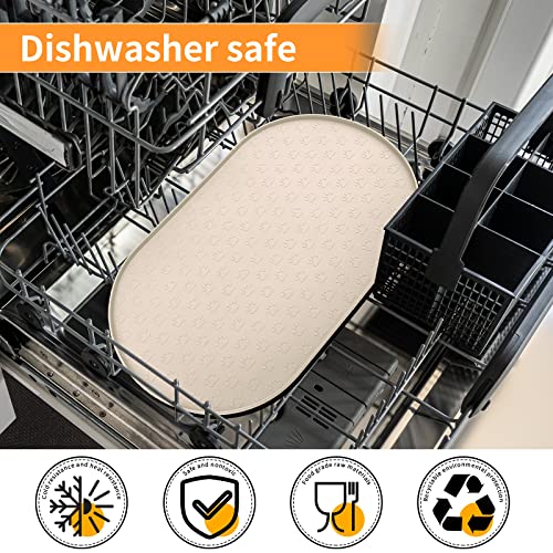 Dog Food Mat Spill (Beige / 19"L x 12"W)
