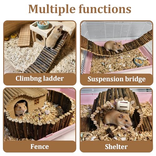 21.7 X 2.7In Wooden Hamster Bridge Rat Climbing Toy for Gerbil Sugar Glider