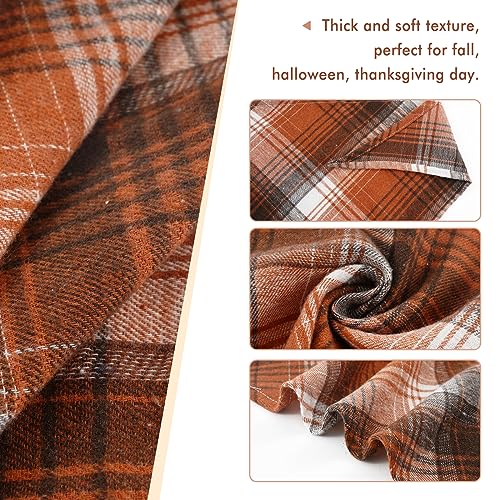 Fall Dog Bandanas Matching Dog Bandana and Scrunchie Medium Large (01-brown orange-plaid / Large)