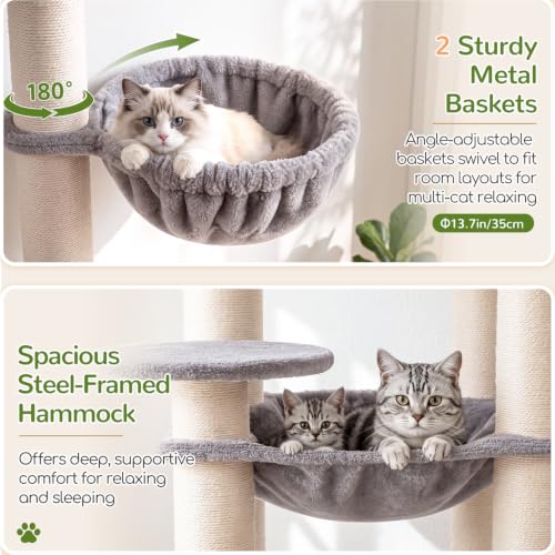 Cat Tree Tower with 12 Extra (Light Grey / XL)
