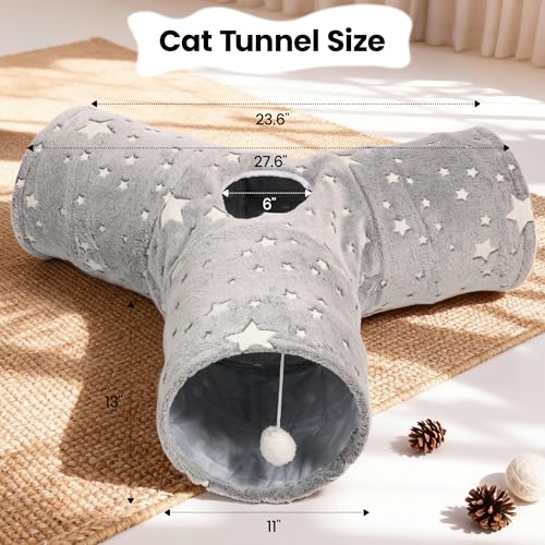 3 Way Cat Tunnel Toy (Grey Self-Luminous / Small)