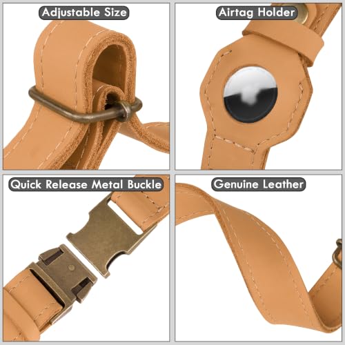AirTag Dog Collar (Light Brown / XS, 9"-12" Neck Fit)
