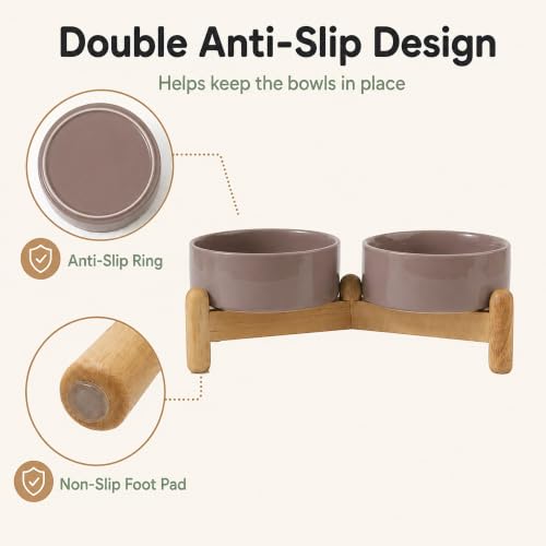 Ceramic Dog Bowls Elevated (Brown Coffee)