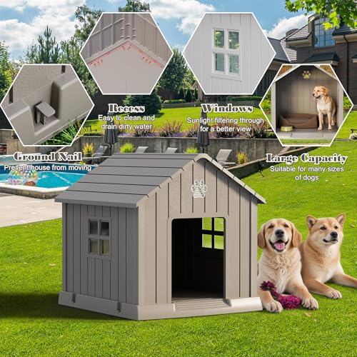 Dog House Outdoor Indoor (Grey / 31" L × 33.3" W × 33.5" H)