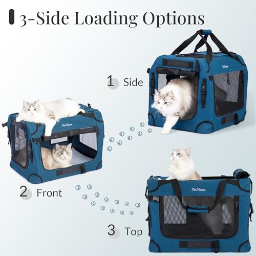 Extra Large Cat Carrier for 2 Cats (Prussian Blue / 24.0"L x 16.5"W x 16.5"H)