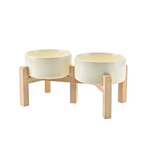 Elevated Dog Bowls Ceramic (6.1 in - 3.6 cups / Beige)