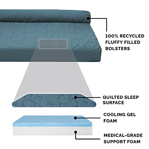 Cooling Gel Dog Bed for Large Dogs w (Jumbo / (Quilted Paw) Bluestone)