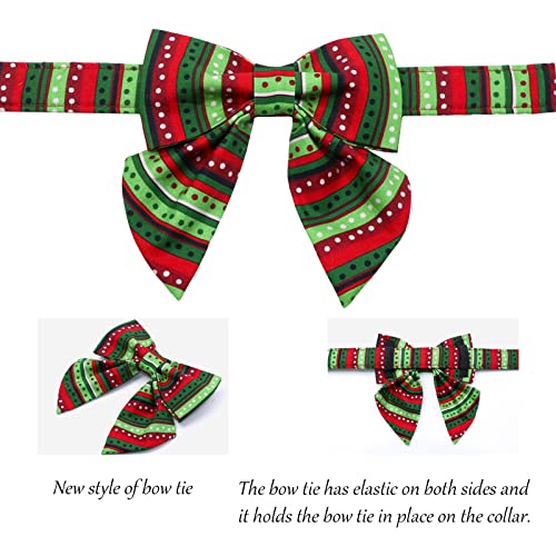 Christmas Dog Collar with Bowtie (X-Small (Pack of 1) / Red&Green Dot(Sailor Bow))