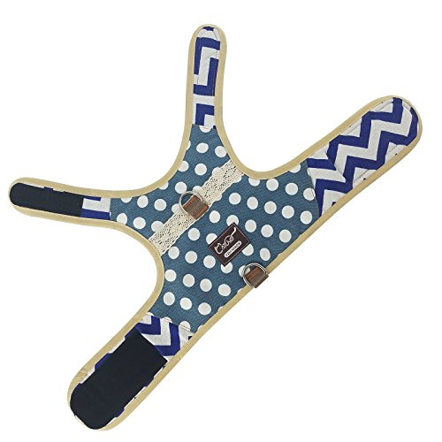 Cat Harness and Leash Set Escape Proof (Blue Polka Dots / Xs 2-4 lbs)