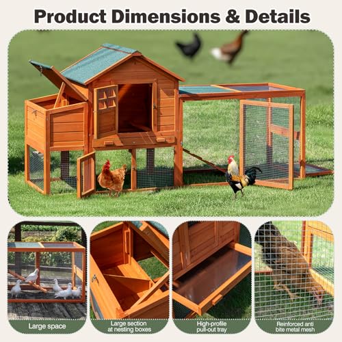 Wooden Chicken Coop 4 (79.1"L x 23.6"W x 40.6"H)