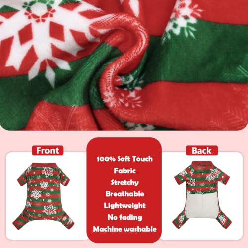 Small Dogs Outfit Soft Puppy Onesies Pjs Christmas Dog Pajamas Pet Coat Cat Apparel Comfy Doggie Jumpsuit Bodysuit for All Seasons P355S (Stripe Snowflakes / Small)
