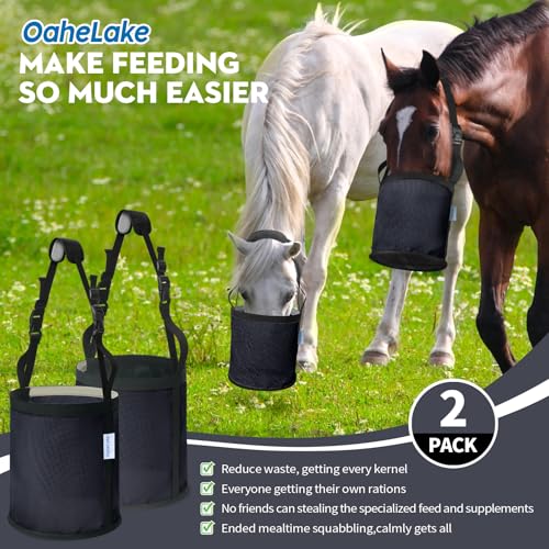 Horse Feed Bag 2 PCs (2 Pcs Blackblue)