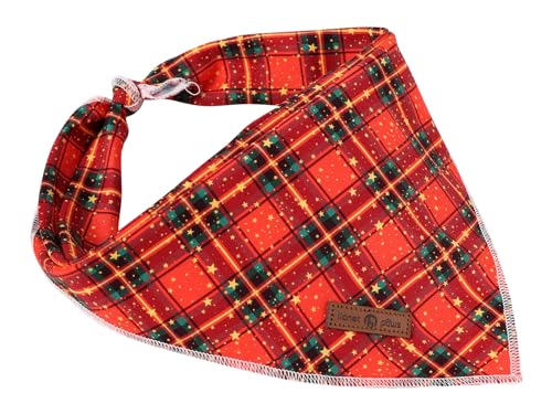 Christmas Dog Bandana for Small Medium Dogs (Star Grid / Small (Pack of 1))
