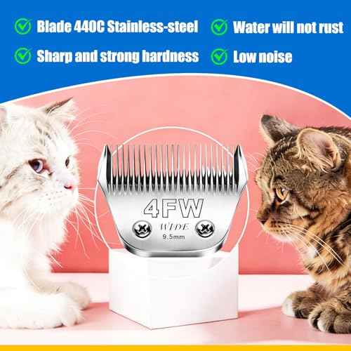 4FW Wide Blade Dog Grooming Blades for Andis (Silver/4FW-2Pack)