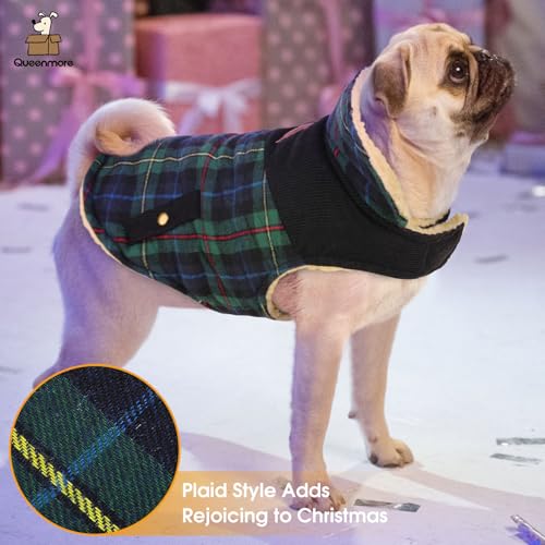 XL Plaid Dog Winter Coat Quilting Warm Cold Weather Puffer Jacket (X-Large / Green Plaid)