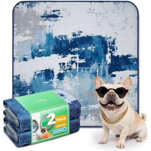Washable Pee Pads for Dogs (Tie-dye Blue / 35" Square (2 Packs))