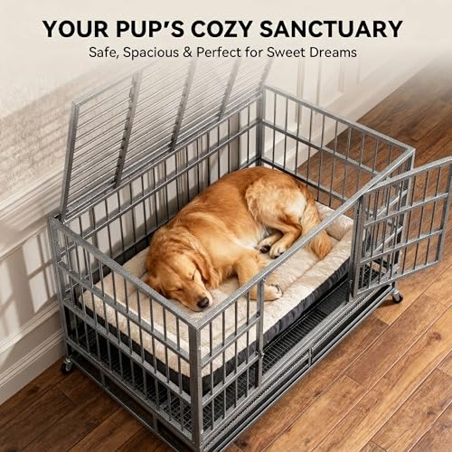 48 Inch Heavy Duty Dog Crate for Large Dogs (Silver/48 inch)