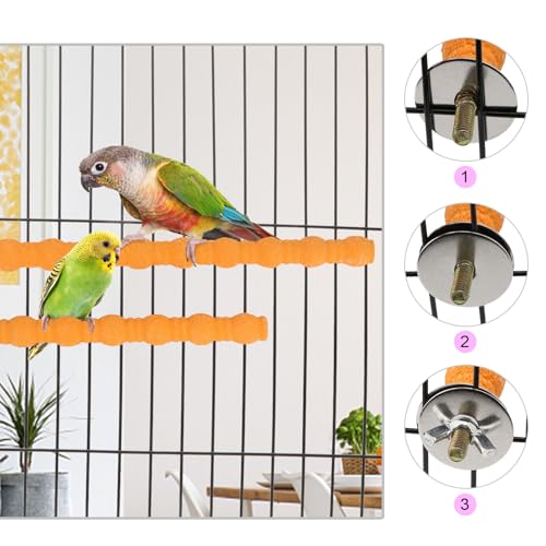 Wood Perch Stand Bird Cage Paw Beak Grinding Stick (Orange)