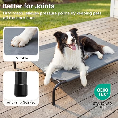 Elevated Cooling Dog Bed for Large Dogs (Grey / 48" X 35.5" X 8")