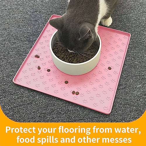 Pet Placemat for Dog and Cat (11.8"L x 11.8"W / Pink)