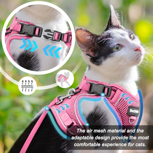 Cat Harness and Leash for Walking (Pink / Medium (13-18lb))