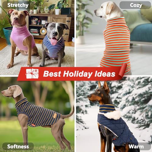 2Pack Dog Sweater for Large Dogs Soft Pet Coats Fleece Sweatshirt (XXX-Large (55-75lbs) / 7# Stripe+red)