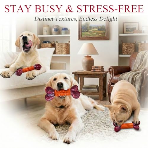 2 Pack Tough Dog Toys for Aggressive Chewers (2 PC-Peanut Butter-Orange)