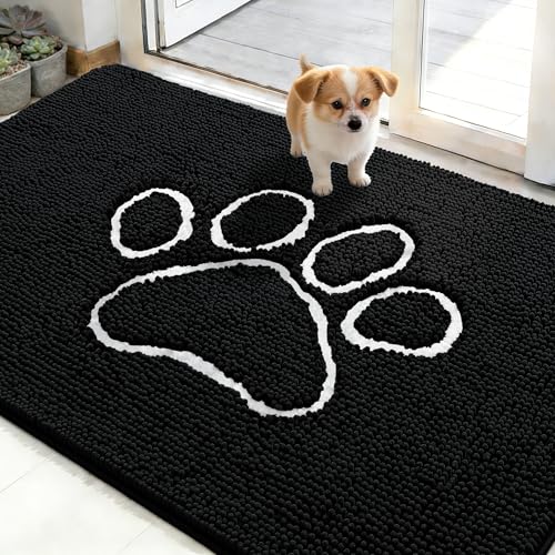 Dog Door Mat for Muddy Paws 48x30 (Black / 48" X 30")