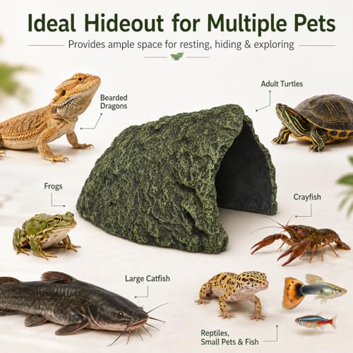 Oversize Resin Rock Hideout Cave for Reptile and Amphibians.Ideal for Tortoise