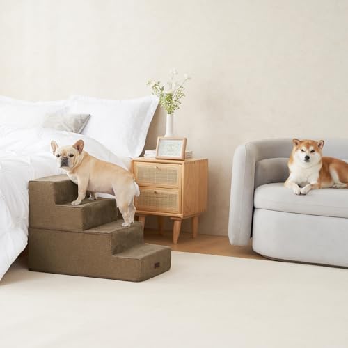 Dog Stairs for Bed 20" H (Camel / Extra Wide 16.5" x 28" x 20")