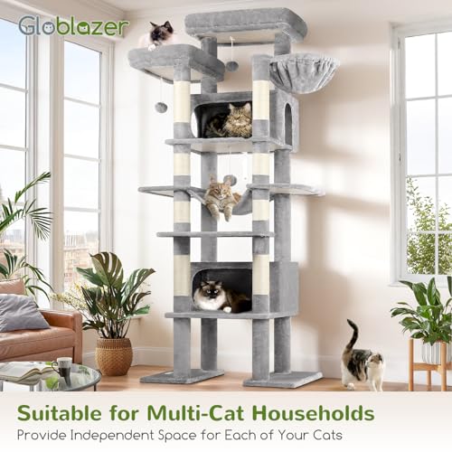 Giant Tall Heavy Duty Cat Tower for Indoor Large Cats (Light Grey / 83 inch)