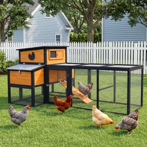 80" Large Wooden Chicken Coop with Run (79.9"L x 51.8"W x 38.4"H)